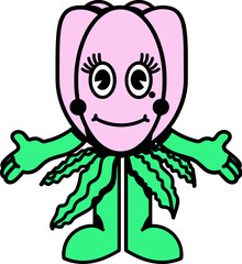 Cute Flower Retro Cartoon Illustration