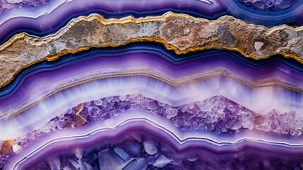 Generative AI, natural volcanic agate stones close-up light digital lavender and golden texture. Wallpaper background, quartz marble, decorative rock pattern. - obrazy, fototapety, plakaty
