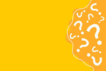 Question mark copy space background. Yellow quiz banner template.