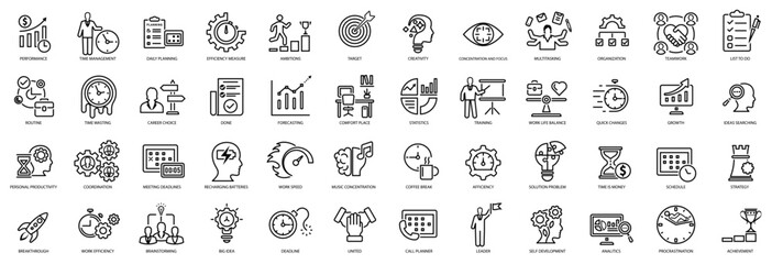 Fototapeta na wymiar Productivity simple concept icons set. Vector illustration