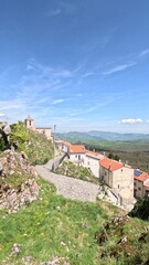 Fototapeta na wymiar View of the landscape around Pescopennataro, a small town in the mountains of Molise, Italy.