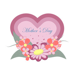 Mother's Day banner. Festive background with a big heart with hearts Poster design, flyer, postcard vector illustration