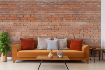 interior background simple style furniture wall lamp lounge empty luxury light room living. Generative AI.