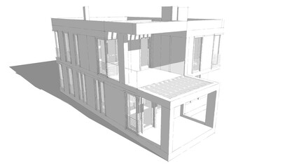 Modern house architecture building 3d rendering