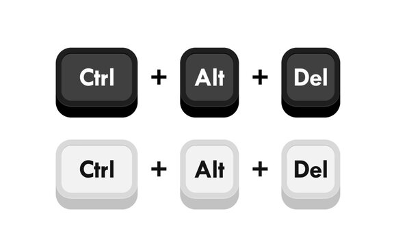 Ctrl alt del computer keyboard buttons combinations. Hotkeys combination for delete. Vector illustration