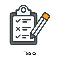 Tasks vector Fill outline Icon Design illustration. Time Management Symbol on White background EPS 10 File