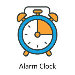 Alarm Clock vector Fill outline Icon Design illustration. Time Management Symbol on White background EPS 10 File