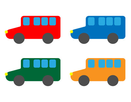set of toy cars in different colors in vector
