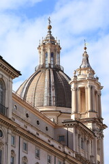 Fototapeta na wymiar Sant'Agnese in Agone Church Dome and Tower in Rome, Italy