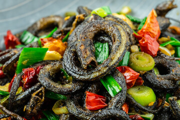 Chinese Cuisine Pan-Fried Long Eel