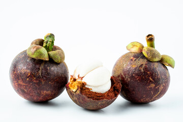 Fresh mangosteen on white background