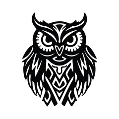 Viking owl, isolated in white background, vector illustration.