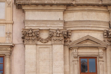 Sant'Agnese in Agone Facade Detail in Rome, Italy