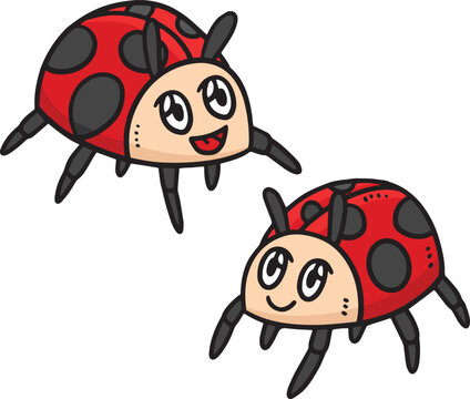 Baby Lady Beetles Colored Clipart Illustration