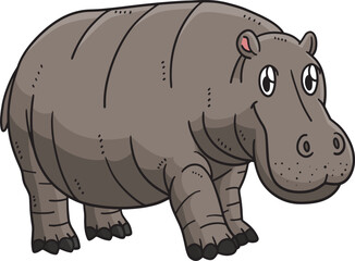 Mother Hippo Cartoon Colored Clipart Illustration