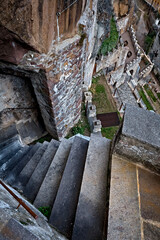 Stairways and structures of the Ciucioi garden. Lavis, Trentino, Italy. - obrazy, fototapety, plakaty