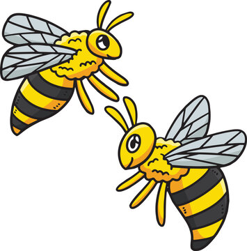 Baby Bee Cartoon Colored Clipart Illustration