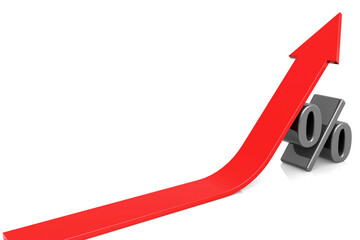 Red arrow with percentage sign