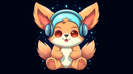 cute fox sitting in space | twitch emote style