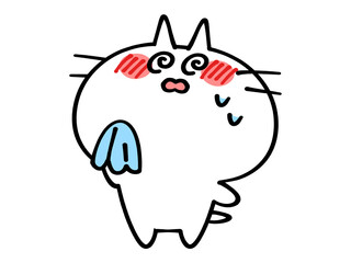 暑くてクラクラする熱中症にゃんこイラスト素材