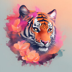 A detailed illustration face ninja tiger. Generate Ai.