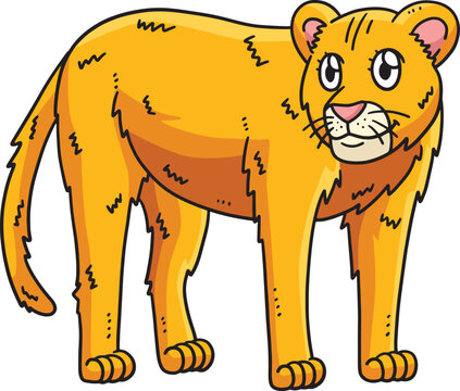 Mother Lion Cartoon Colored Clipart Illustration