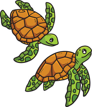 Baby Turtle Cartoon Colored Clipart Illustration
