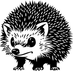 Angry and little hedgehog vector illustration design | Silhouette of a black hedgehog