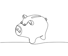 Piggy bank, savings, pig, bank one line art. Continuous line drawing of bank, money, finance, financial, payment, data, savings, economic, wealth, credit