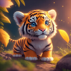 Very detailed cute tiger. Generate Ai.