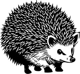 Furious hedgehog vector illustration | Silhouette of a hedgehog on an isolated white background