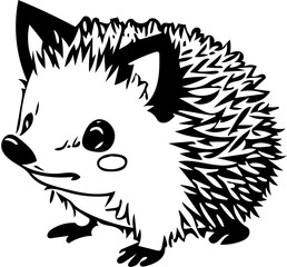 illustration of a hedgehog | A small cute hedgehog black vector Silhouette svg