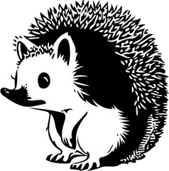 Hedgehog on an isolated white background | hedgehog vector illustration,  Silhouette
