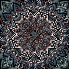 立体的で石のような艶のある風合いのマンダラ風パターンアート