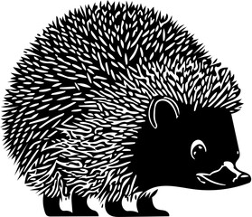 Black and white hedgehog on an isolated white background | vector illustration of a hedgehog