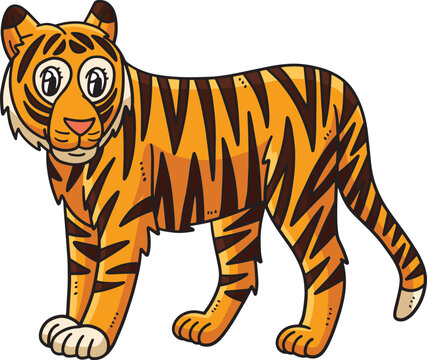 Mother Tiger Cartoon Colored Clipart Illustration
