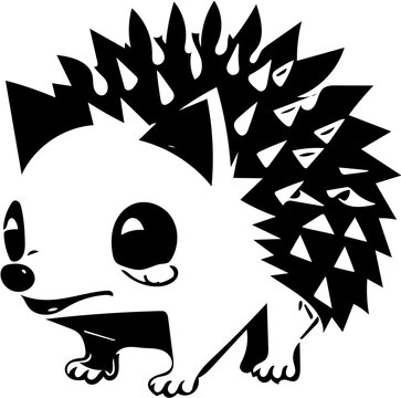 A vector cute hedgehog vector illustration | adorable hedgehog Silhouette black and white