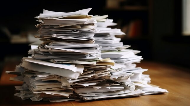 Une pile de courrier sur un bureau