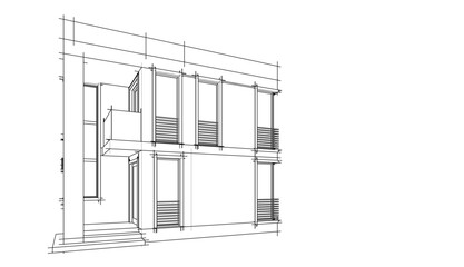 Modern house architecture building 3d rendering