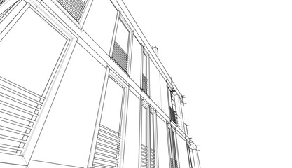 Modern house architecture building 3d rendering