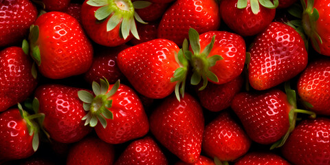 Red strawberry berry lay background. Fresh vegan healthy diet ration. Top close up view organic fresh summer desert photo