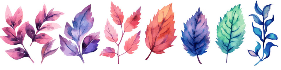 Watercolor Leaf Collection Vector Illustrations of Colorful and Organic Foliage