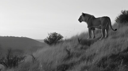 Obraz na płótnie Canvas Majestic Lions Roaming Free in the African Wilderness: Capturing the Essence of Wildlife in its Natural Habitat