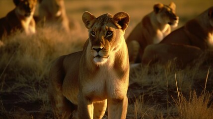 Majestic Lions Roaming Free in the African Wilderness: Capturing the Essence of Wildlife in its Natural Habitat