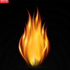 Translucent fire flames and sparks with horizontal repetition on transparent background. For used on dark illustrations. Transparency only in vector format