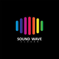 Fototapeta na wymiar Sound wave illustration logo vector icon template. Audio colorful wave logo. Vector equalizer element