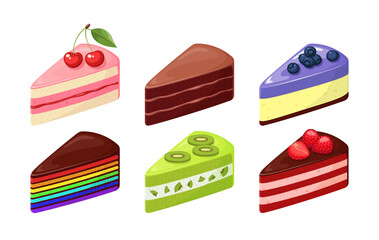 Set of vector cakes isolated on white background