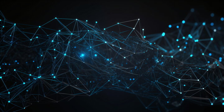 Abstract network connection on blue background. Technology and innovation concept created with AI