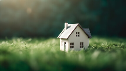 The white house is a symbol. On the green lawn, the background blurred.