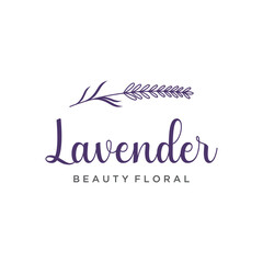Hand drawn organic lavender flower logo template design.Logo for cosmetic, beauty,tea,oil,herb.